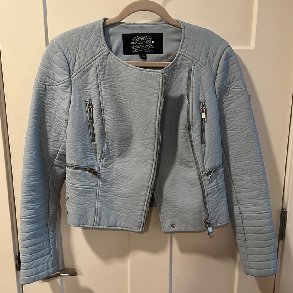 Blanc Noir Faux Leather Moto Jacket. Size S.